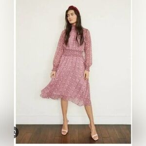 o.p.t Smocked Neck and Waist Floral Midi Dress